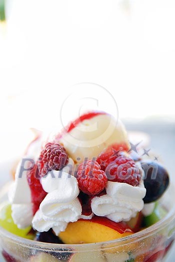 fruit salad cup closeup fruit salad cup closeup