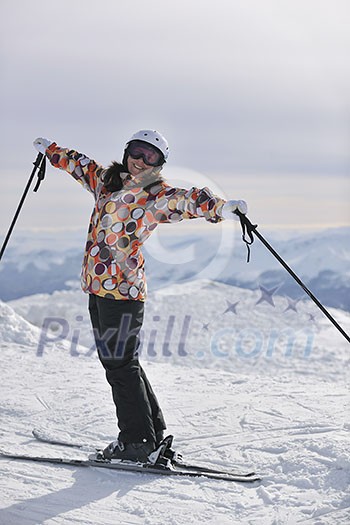 happy young woman enjoy sun at sunny winter day 