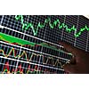 stock market graph on big lcd display closeup macro