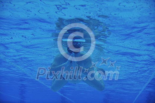sport swimming pool underwater with blue color and swimmers sport swimming pool underwater with blue color and swimmers