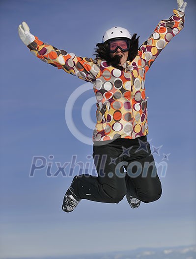 happy young woman enjoy sun at sunny winter day happy young woman enjoy sun at sunny winter day