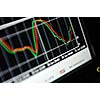 stock market graph on big lcd display closeup macro