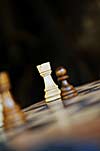 chess figures arranged on chess table closeup
