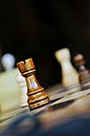 chess figures arranged on chess table closeup