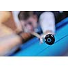 young pro billiard player finding best solution and right angle at billard or snooker pool sport  game 