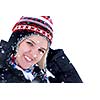 girl portrait with snowing weather