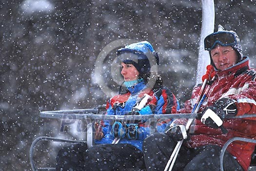 on a chair lift on a chair lift
