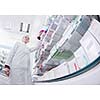 Happy cheerful pharmacist chemist woman standing in pharmacy drugstore