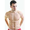 handsome young man with muscles and fit body isolated on white