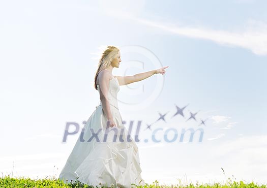 happy young beautiful bride after wedding ceremony event have fun happy young beautiful bride after wedding ceremony event have fun