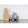 happy Young couple moving in new home