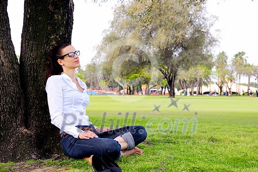 Beautiful young student woman study with tablet in park Beautiful young student woman study with tablet in park