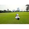 Young student woman reading a book and study in the park