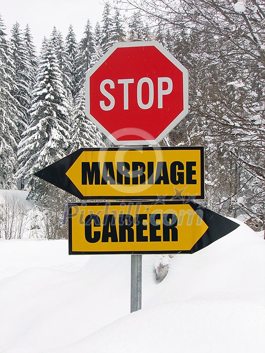 marriage or career roadsign marriage or career roadsign