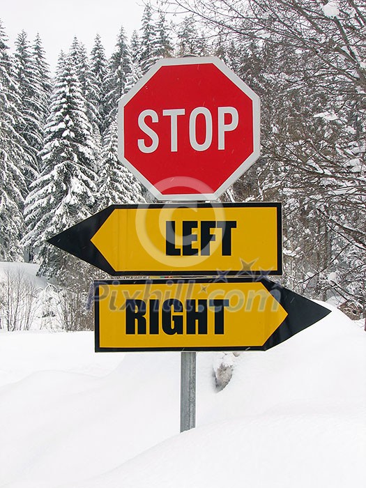 left&right road sign in nature left&right road sign in nature