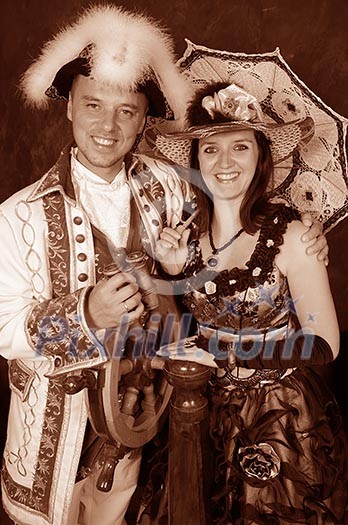 retro happy young couple people in victorian fashion clothes retro happy young couple people in victorian fashion clothes
