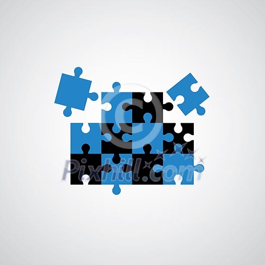 Jigsaw puzzle symbol on gray background Jigsaw puzzle symbol on gray background