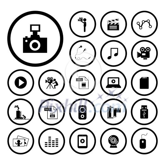 movie and media vector icon set movie and media vector icon set