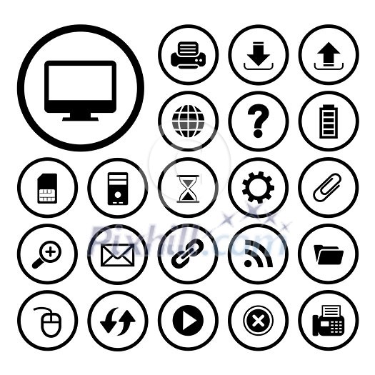 computer and technology vector icon set 