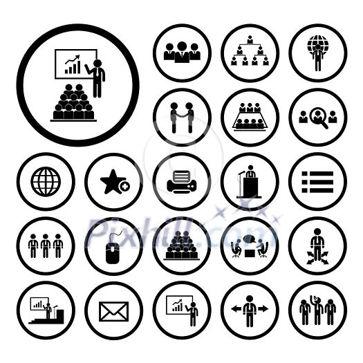 Business management and conference icon set Business management and conference icon set