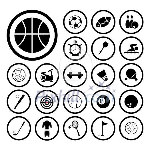 Sports and exercise vector icons set Sports and exercise vector icons set