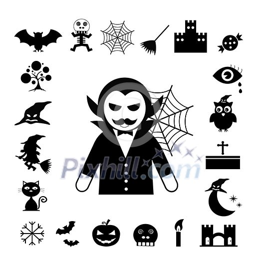 vector halloween icon set on white background vector halloween icon set on white background