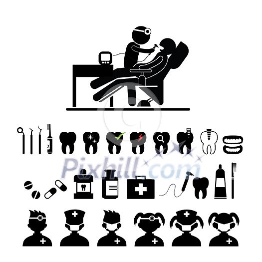 dental icons set on white background dental icons set on white background