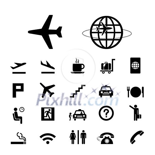 vector basic icon set for airport  