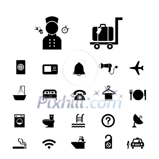 vector basic icon set for hotel and travel vector basic icon set for hotel and travel