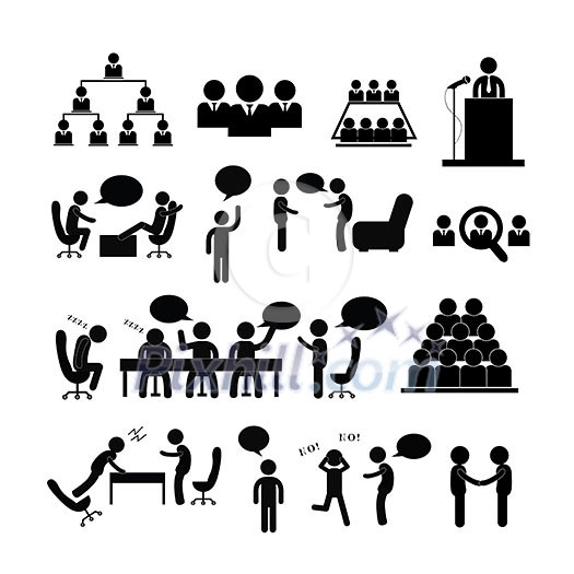 meeting and talking symbol on white background meeting and talking symbol on white background