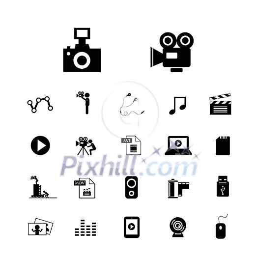 movie and media vector icon set movie and media vector icon set
