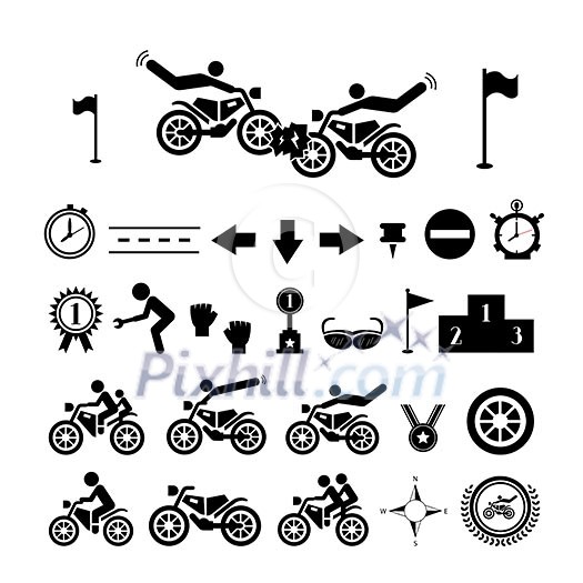 Motorcycle symbol on white background Motorcycle symbol on white background
