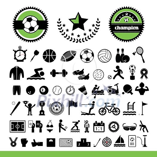 sports icons set on white background sports icons set on white background