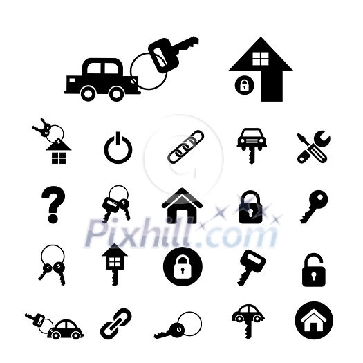 home key and car key vector symbol home key and car key vector symbol