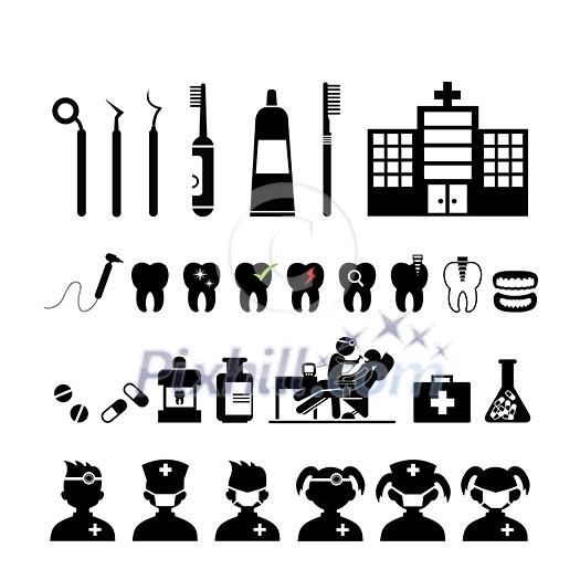 dental icons set on white background dental icons set on white background
