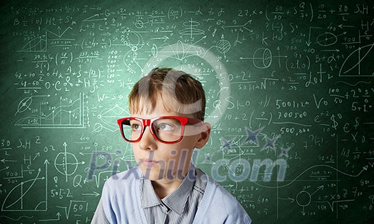Boy of school age in glasses. Idea concept Boy of school age in glasses. Idea concept