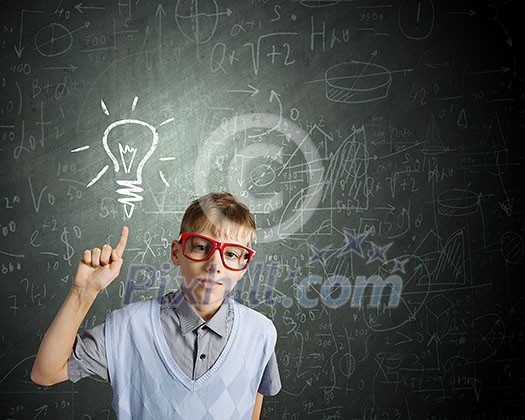 Boy of school age in glasses. Idea concept Boy of school age in glasses. Idea concept