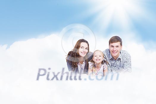 Young happy family of father mother and daughter Young happy family of father mother and daughter