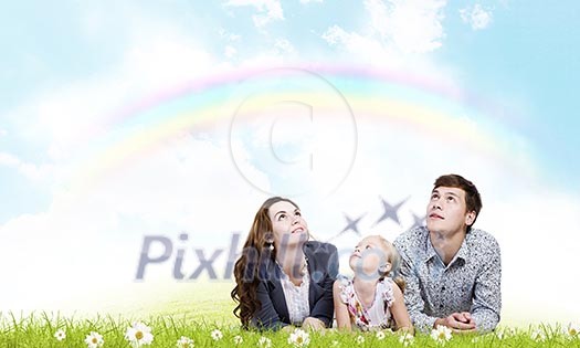 Young happy family of father mother and daughter Young happy family of father mother and daughter