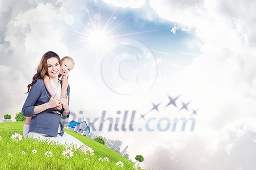 Happy mother and daughter hugging each other Happy mother and daughter hugging each other