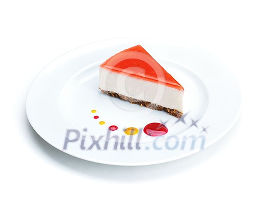 strawberry cheese cake isolated on white background strawberry cheese cake isolated on white background