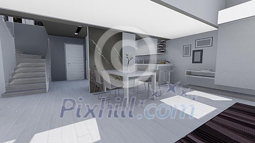 3d design of modern home appartment indoor