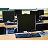 brand new computer with tft monitor in modern classroom at school