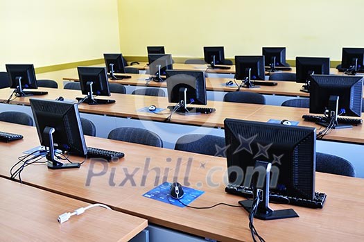 brand new computer with tft monitor in modern classroom at school brand new computer with tft monitor in modern classroom at school