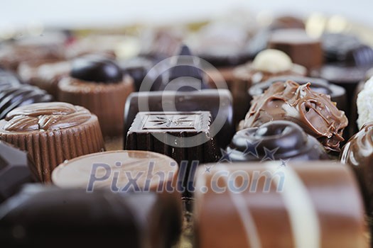 luxury and sweet praline and chocolate decoration food close up luxury and sweet praline and chocolate decoration food close up