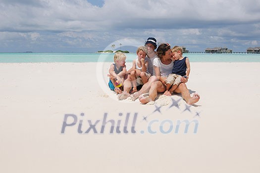 Portrait of a happy family on summer vacation at beach Portrait of a happy family on summer vacation at beach