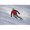 young athlete man have fun during skiing sport on hi mountain slopes at winter seasson and sunny day