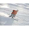 young athlete man have fun during skiing sport on hi mountain slopes at winter seasson and sunny day