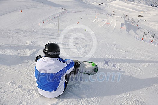extreme freestyle ski jump with young man at mountain in snow park at winter season extreme freestyle ski jump with young man at mountain in snow park at winter season