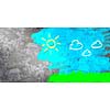Background conceptual image with cement wall painted like sky